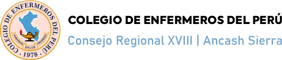 Logo oficial del Colegio de Enfermeros del Perú - Consejo Regional XVIII Ancash Sierra, institución representativa de la enfermería en Huaraz y la Sierra de Áncash.